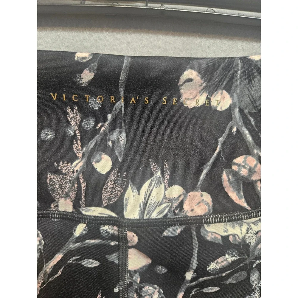 Victoria's Secret Womens High Waist Floral Pocket Leggings Black Pink Size 14